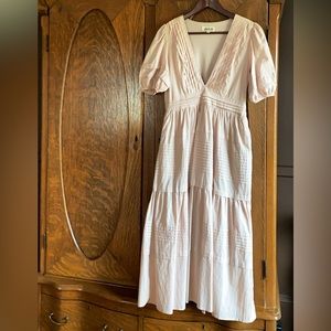 Listicle Puff Sleeve Midi Dress